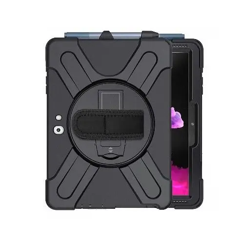 [0B45420] BROBOTIX FUNDA DE USO RUDO PARA TABLETA MICROSOFT® SURFACE® GO, GO2, GO3, GO4. INCLUYE: CORREA DE HOMBRO DESMONTABLE, CORREA DE MANO AJUSTABLE Y GIRATORIA, MICA PROTECTORA PARA PANTALLA