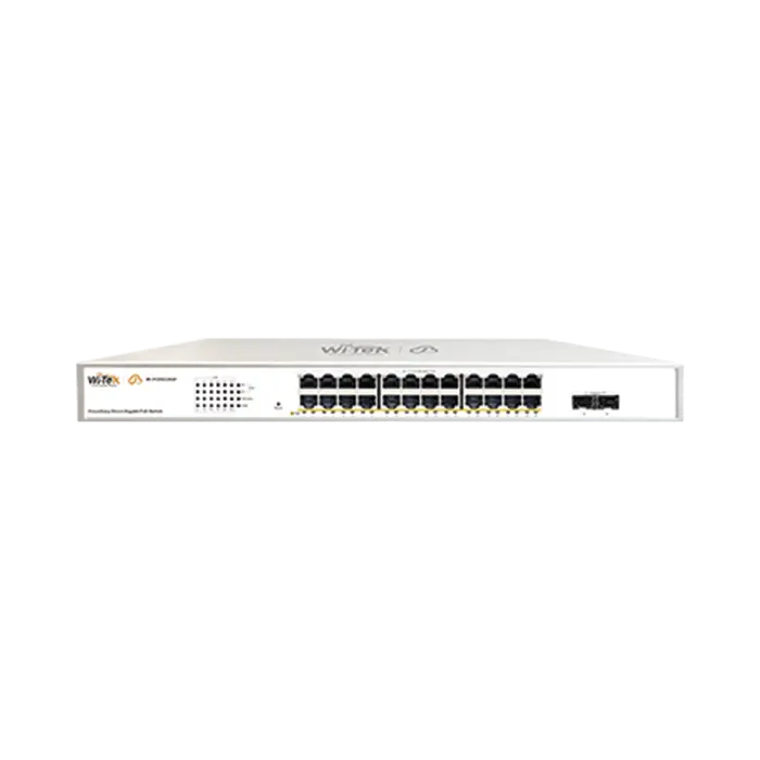 Switch Administrable PoE / 24 puertos PoE af/at Gigabit / 2 x SFP Gigabit / Administración Cloud Gratuita / Presupuesto 370 W