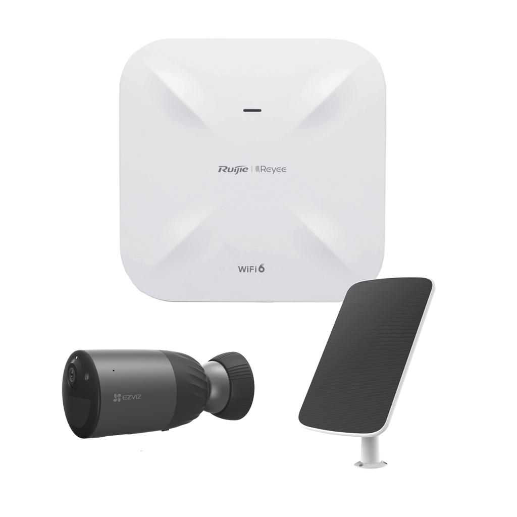 Kit de Cámaras Wi-Fi  con Access Point/ Incluye 1 Cámara de Batería  CS-BC1C / 1 Pane solar Mod. CS-CMT-SOLARPANEL-C / 1 Access Point RG-RAP6260(G)