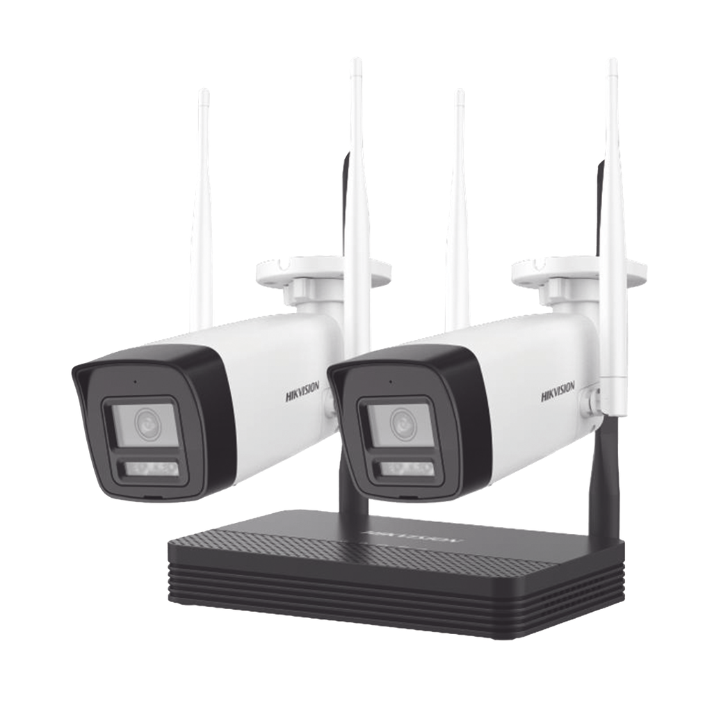 [NKS422W0H] Kit IP Inalámbrico 2 Megapixel (1080p) / NVS 4 Canales / 2 Cámaras Bala para Exterior con Lente 2.8 mm y Dual Light (30 mts IR + 20 mts Luz Blanca) / Audio Bidireccional (Micrófono y Bocina) / Soporta Micro SD de 512 GB
