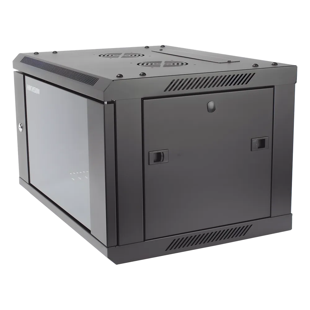 Gabinete para Montaje en Pared - Piso / Puerta de Cristal Templado / Cuerpo Fijo / 6 Unidades de Rack / 19" / Fabricado en Acero